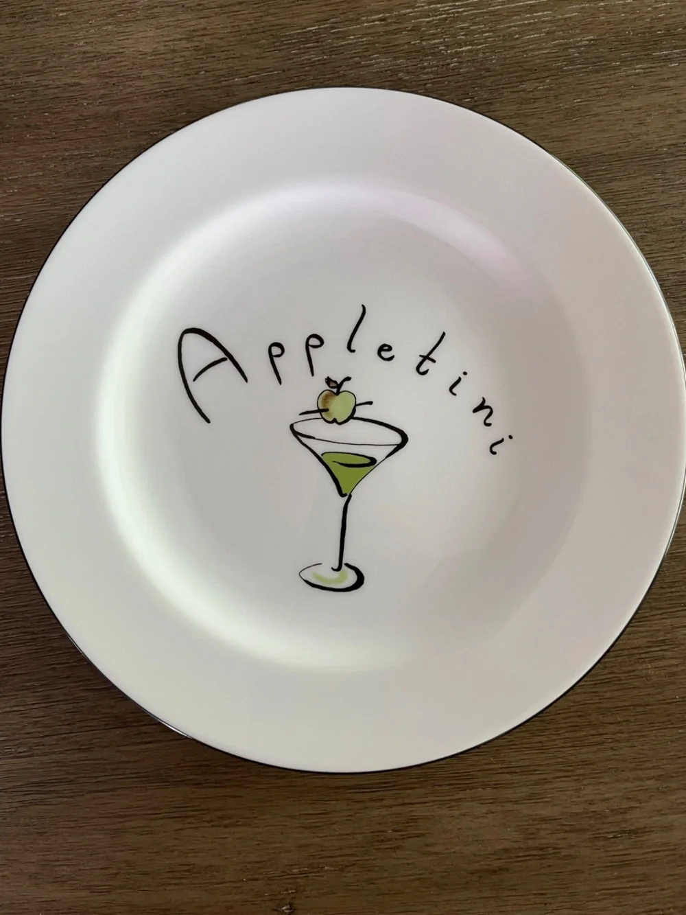 Pottery Barn Vintage Martini Cocktail Appetizer Dessert Plates  Set of 4